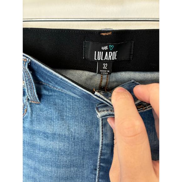 Lularoe Distressed Skinny Jeans Medium Light Wash Size 32 - Picture 3 of 6